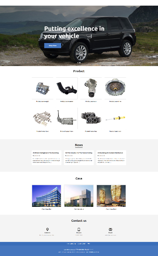 汽车配件销售外贸出口响应式英语英文网站制作模板